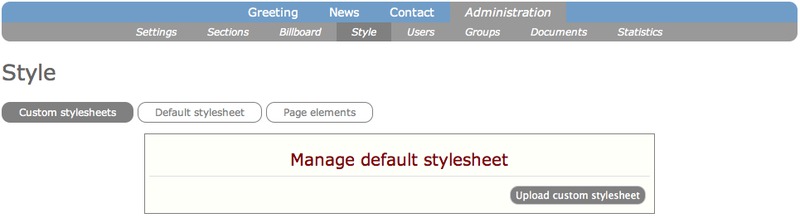Screenshot of the Custom stylesheet option