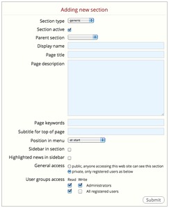 Select the blank section type