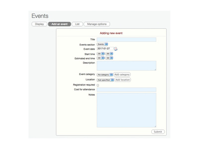 Form to add an event