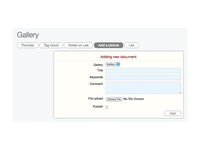 Form to add a photo within a gallery