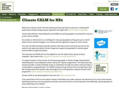 Screenshot of web page, KNIB Climate page