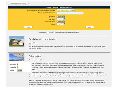 Screenshot showing list of properties