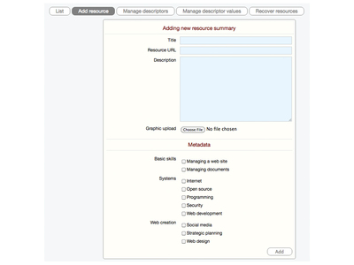 Form to add a resource